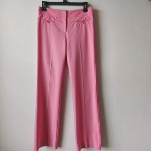 BCBGMAXAZRIA PINK WOMENS PANTS TROUSERS SLACKS WITH BUTTONS FLARE BOTTOMS